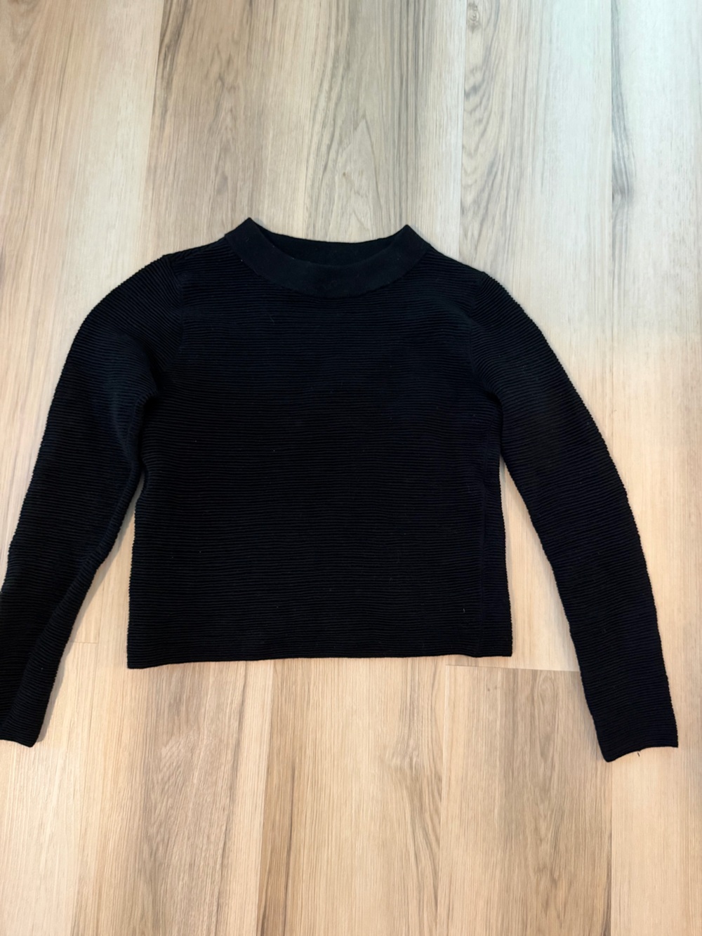 Club Monaco Black Ribbed Crewneck Sweater
